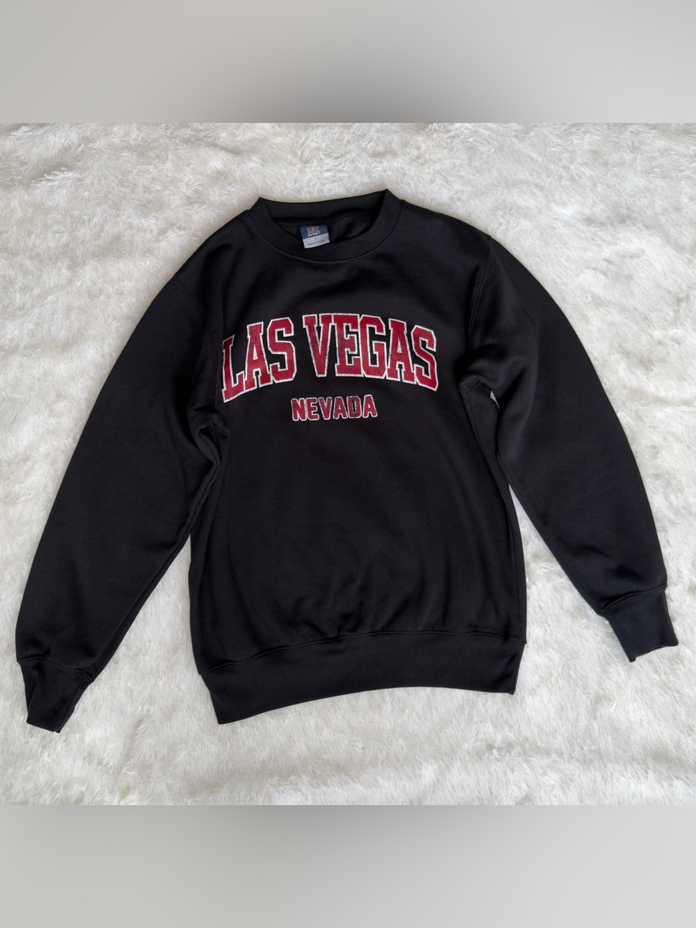 MV Sport Black Crewneck Sweatshirt with Red Las Vegas Nevada Applique